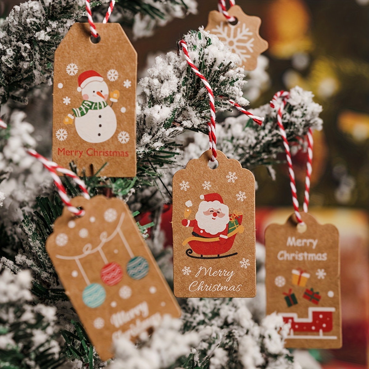 8 Patterns Christmas Decoration Kraft Paper Tag Tag - Temu