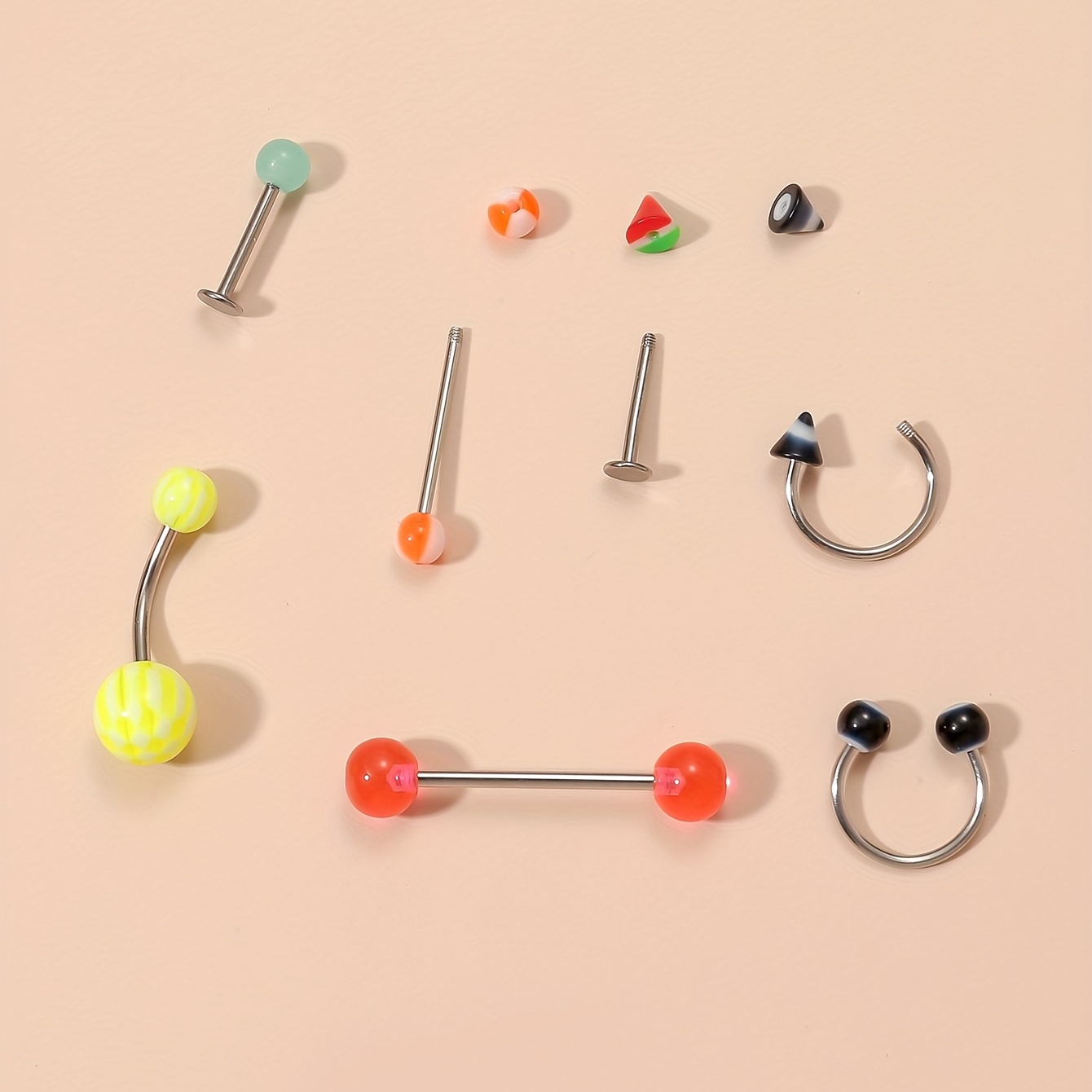 42pcs Basic Nose Ring Set, Stainless Steel Piercing Jewelry