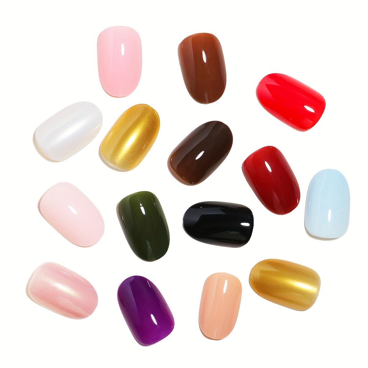 24pcs mid length oval shape press on nails solid color fake nail full cover nails for women details 43