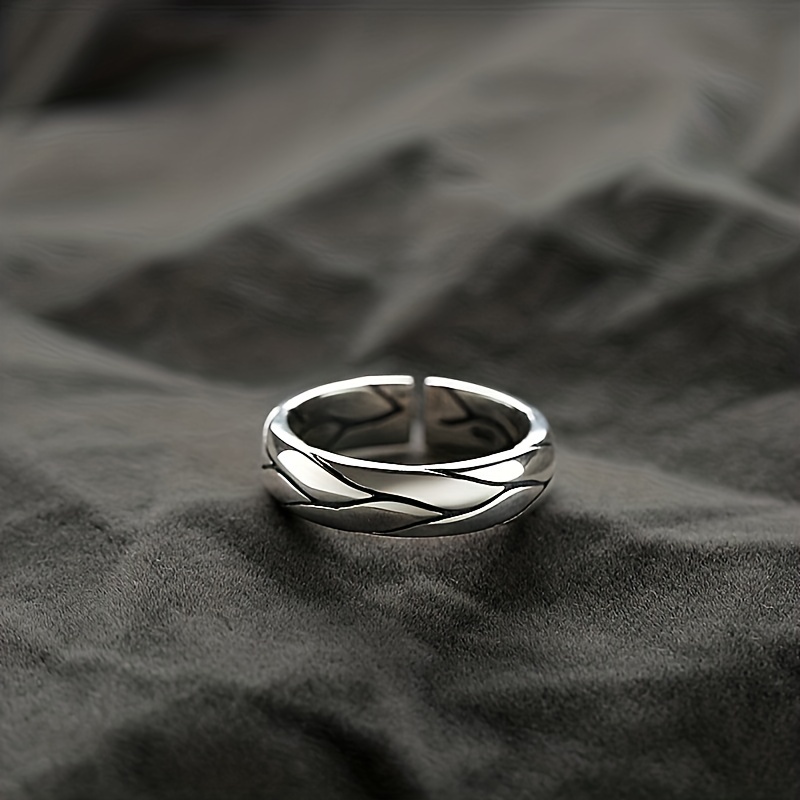 Men's Retro Wave Ring Adjustable Opening Ring