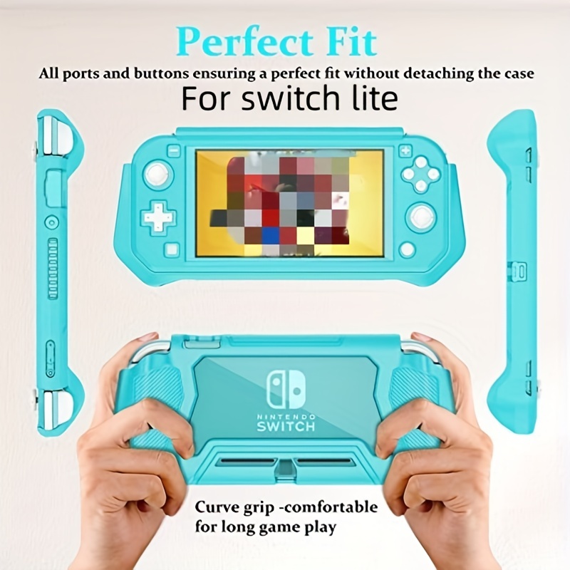 for nintendo switch lite protective case full protective switch lite protective sleeve tpu shock absorption and scratch resistance suitable for nintendo switch lite skin with bullet screensaver film and thumb grip cover details 9