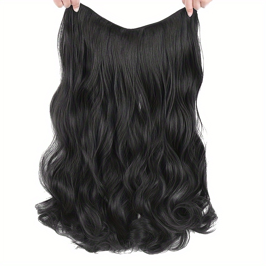  COOPHYA Fluffy u-shaped wig real hair clip in hair extensions  Invisible Clips Hair Extensions clips for hair extensions hair extensions  clip in black wig plug-in wavy High temperature wire 