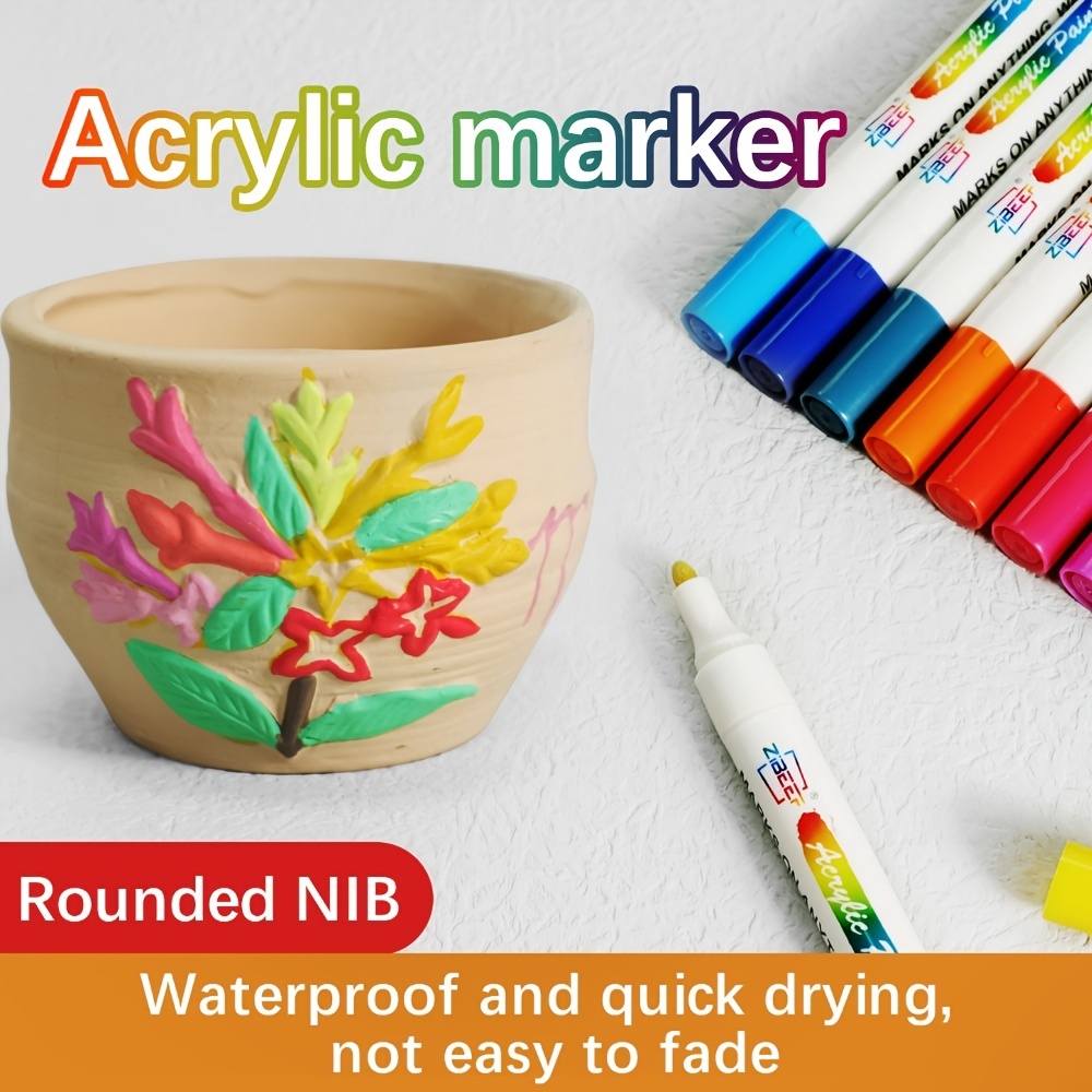 Acrylic Paint Pens For Rock Painting, 12 Colors Waterproof Acrylic