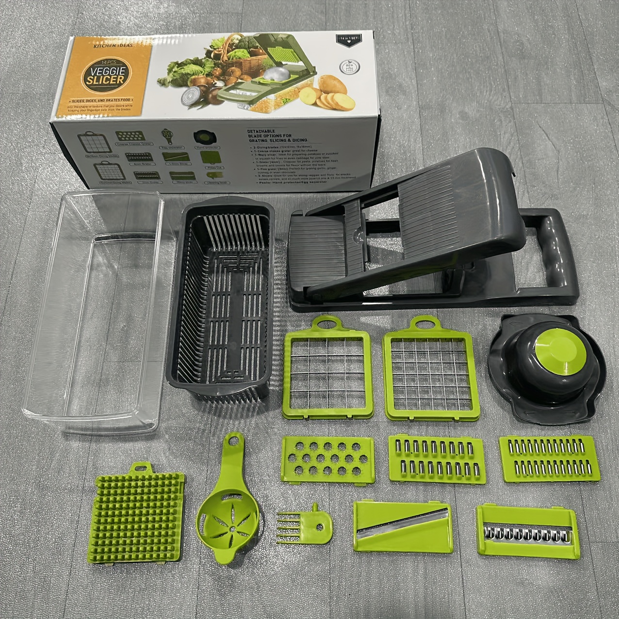 4 Cutter Manual Vegetable Slicer With Container Box