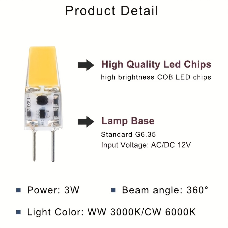 Platinum 3w GY6.35 LED 12V 2700k Warm White 370Lm Light Bulb - 40w