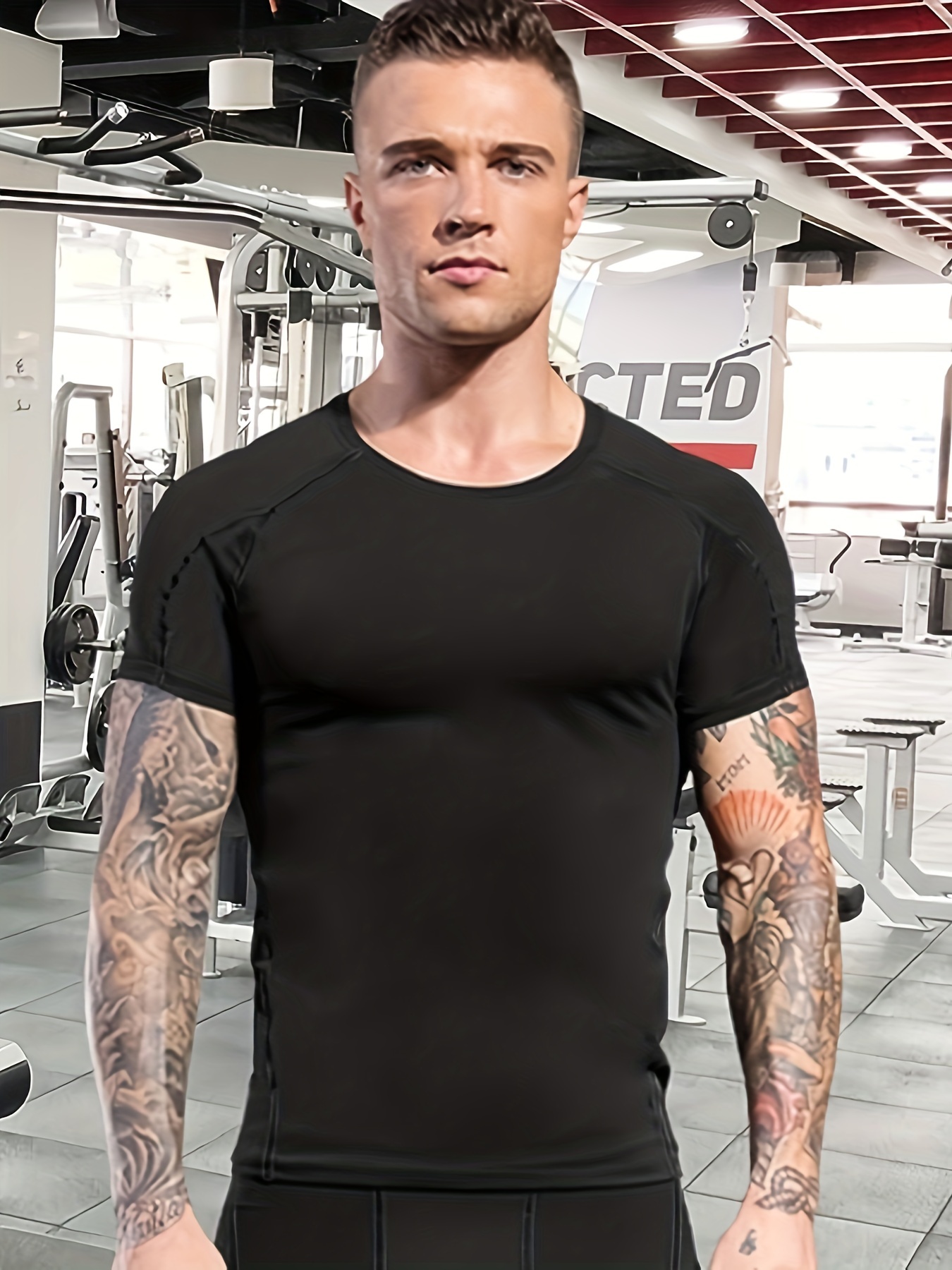 camiseta de compresión de gimnasio para hombre Camisa deportiva de manga  larga Camiseta transpirable activa