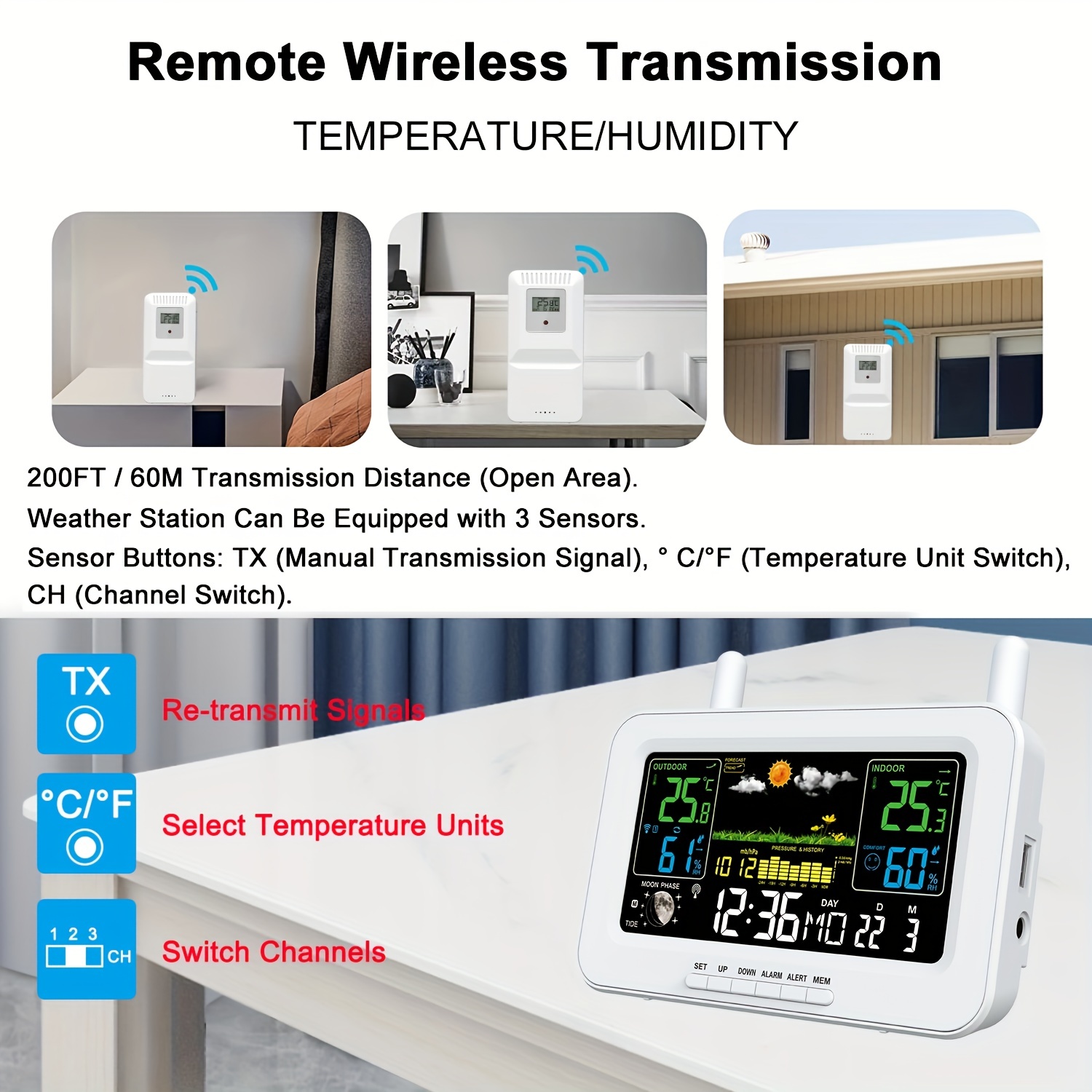 TUYA Weather Station Wireless Digital Indoor Outdoor Forecast