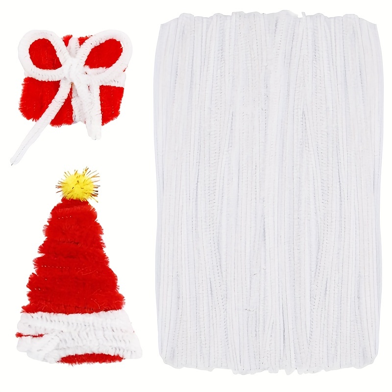 

100pcs Pipe Chenille Rod, White Chenille Rod, Pipe Cleaner For Pipe Cleaner, Hair Root Twist Rod Diy Project, Beginner Creative Crafts, Christmas Decoration