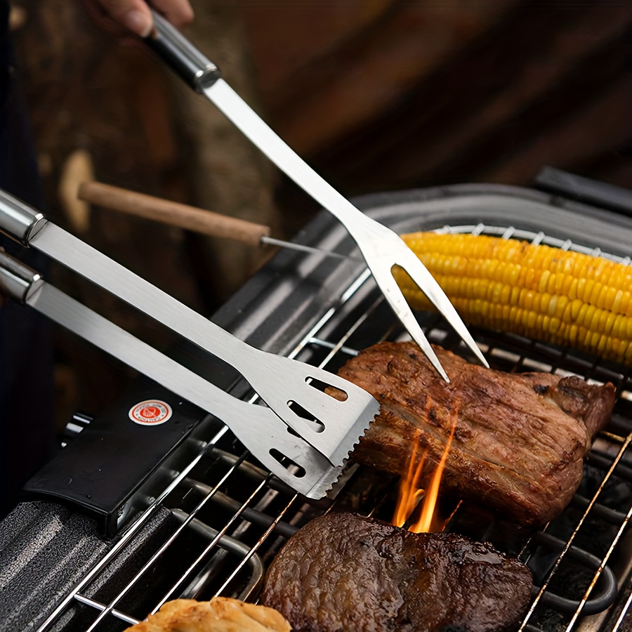 Bbq Grill Tool Set: Wooden Handle Barbecue Kit With - Temu