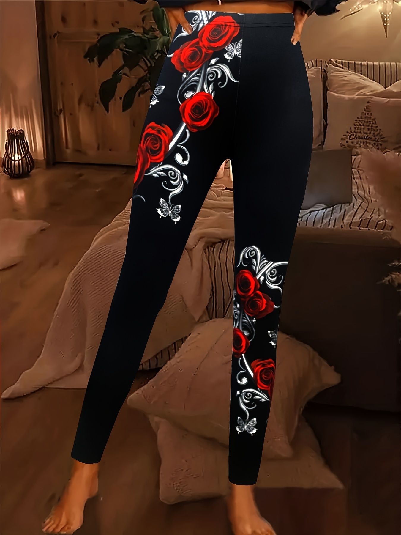 Women Pants High Waist Tights Elastic Fashion New Design Rose Flower Skull  Printed Leggings Sports Jeggings - AliExpress