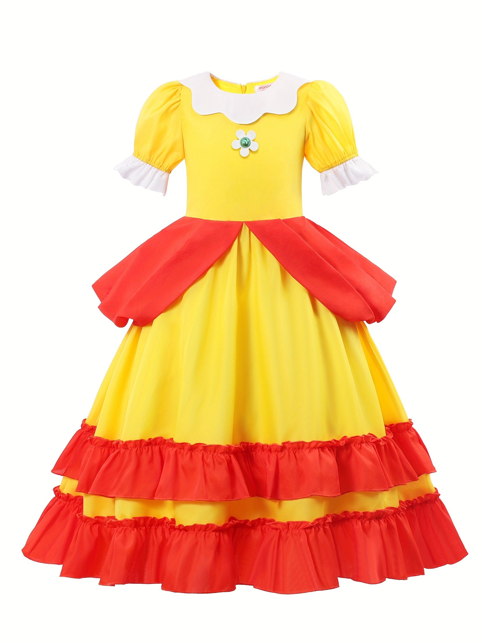 Costume de cosplay de princesse pêche pour les filles, Super Mario Bros  Enfants Princesse Peach Robe Robe de bal Halloween Déguisement