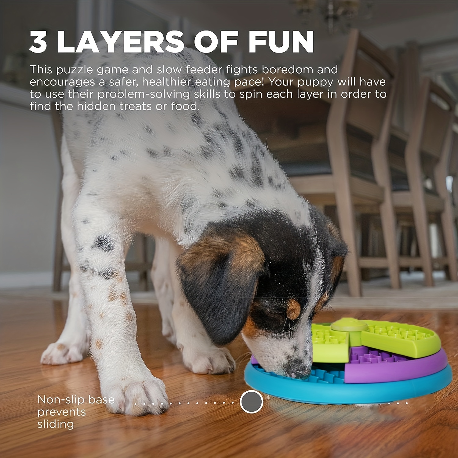 Random Color Three Layer Pet Placemat, Rotating Dog Slow Feeding