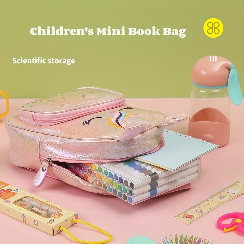 Kids Cartoon Sequins Backpack Waterproof PU Leather
