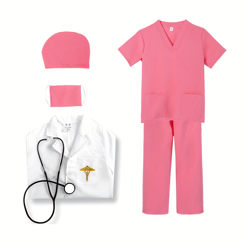 Deguisement de Docteur Enfants Blouse Malette de Docteur Kit Medecin  Veterinaire Cadeau de Noel pour Enfant Garcon Fille 3 4 5 Ans Jeu  D'imitation
