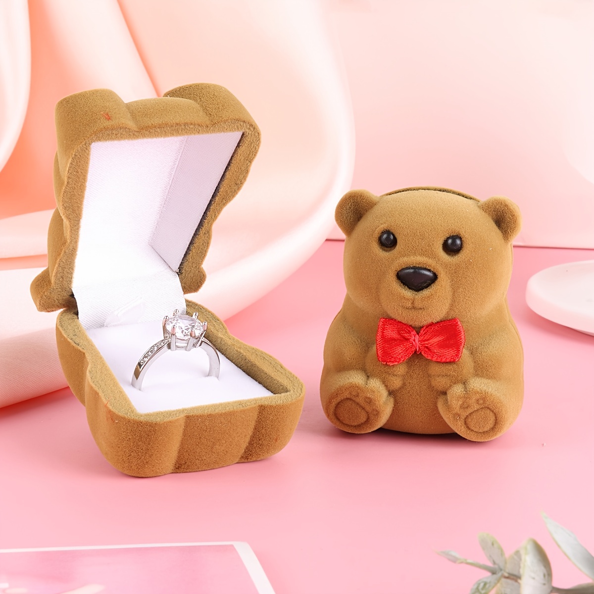 Brown Bear Ring Box for Jewelry Storage