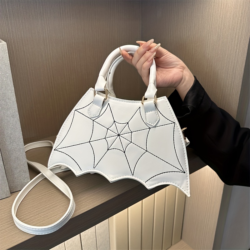Purple Patent Leatherette Spiderweb Handbag