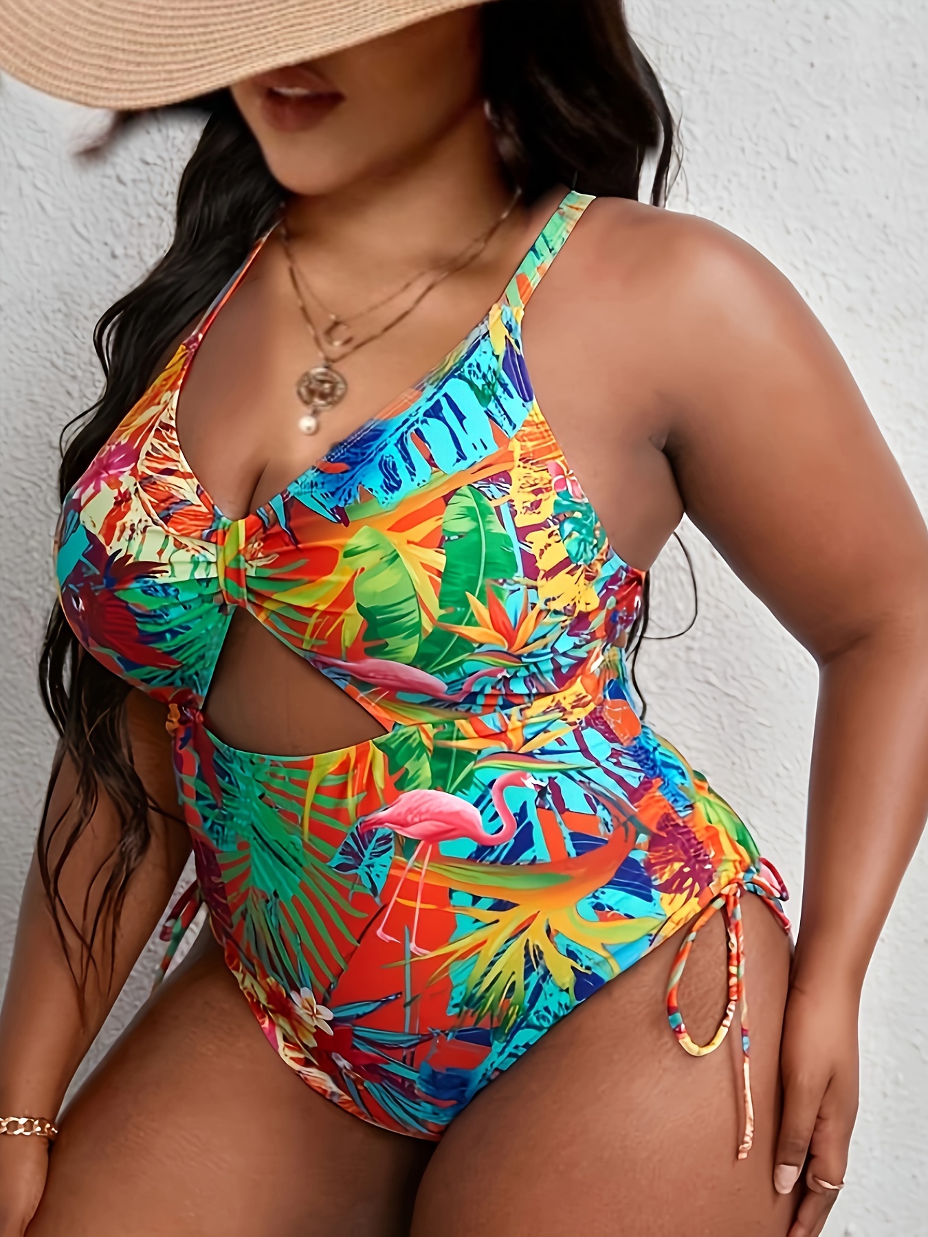 Women Plus Size Swimsuit One-Piece Swimsuits Multicolor Bathing