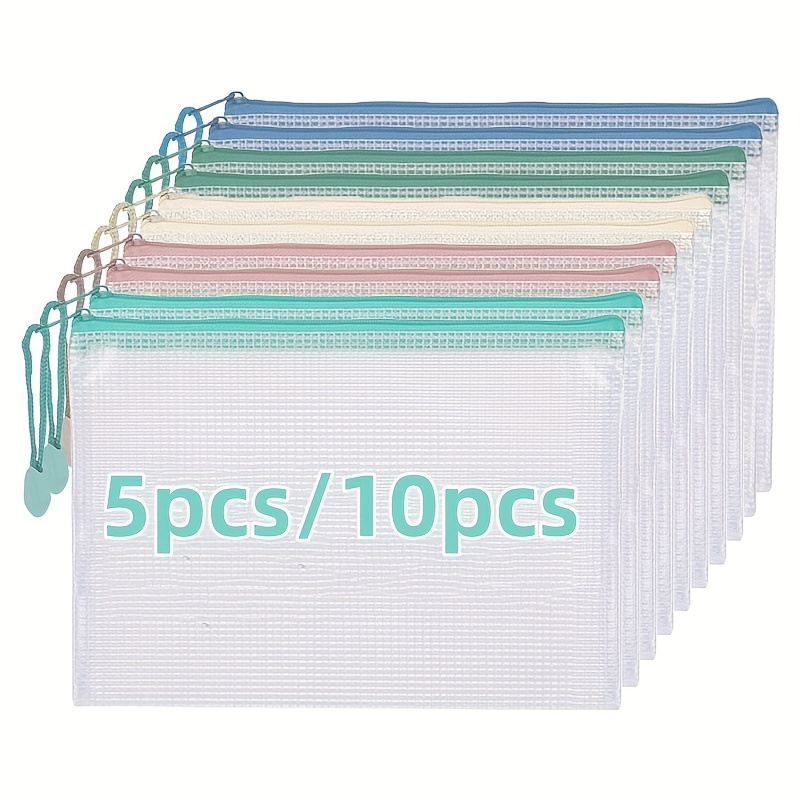 30pcs Mesh Zipper Pouch, A4 Mesh Zipper Pouch Zipper File Bags Document  Bags Office File Holders Zip File Bags Folders for School Office Supplies  and Travel Storage : : Office Products