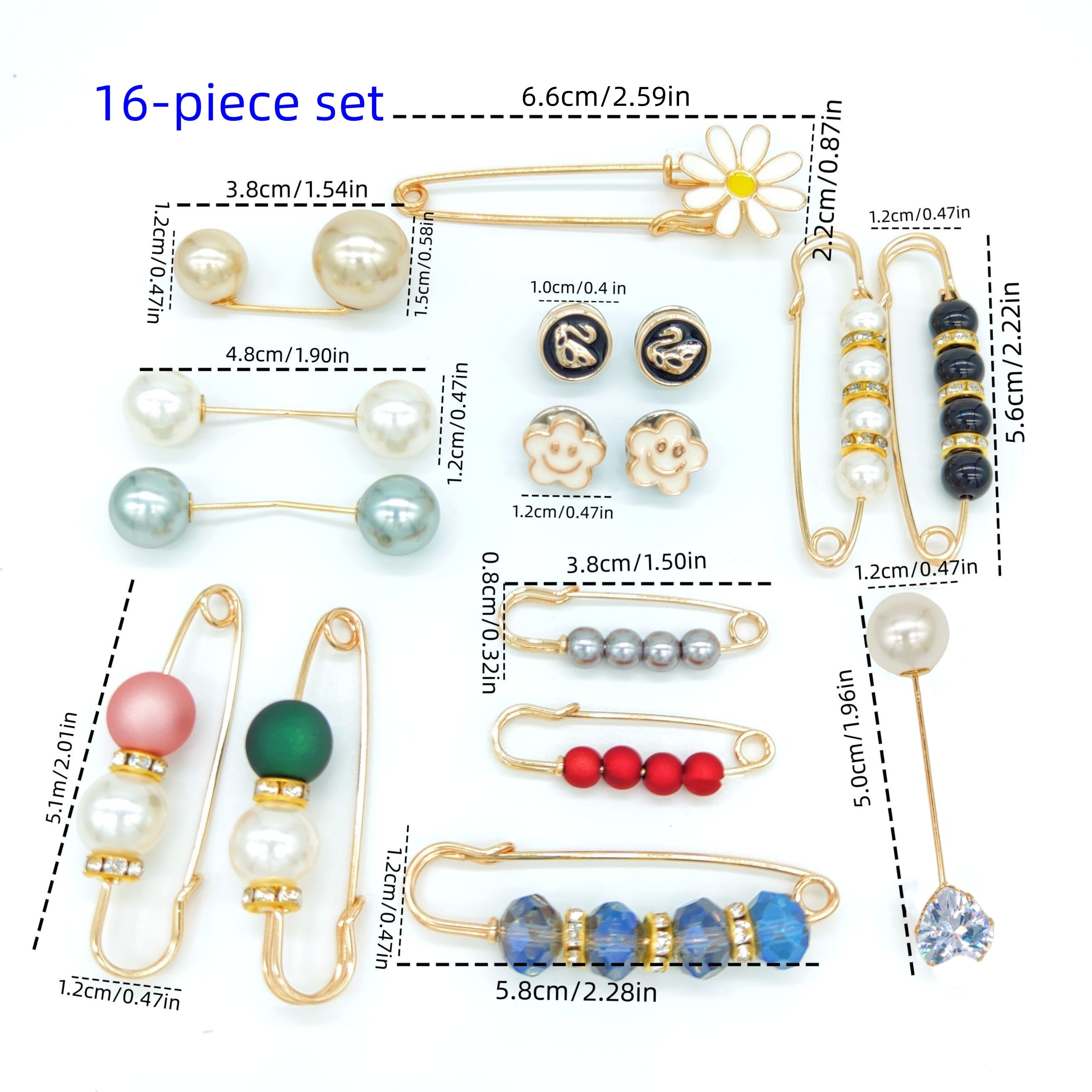 8pcs/set Broches Pequeñas Moda Perlas Falsas Adecuadas Ropa - Temu