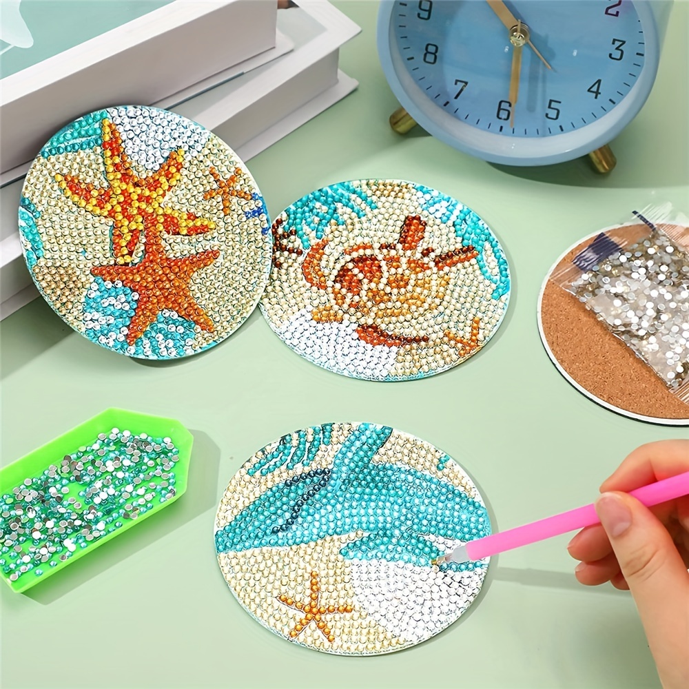 8Pcs DIY Marine Diamond Painting Coasters Drinks Art Kits for