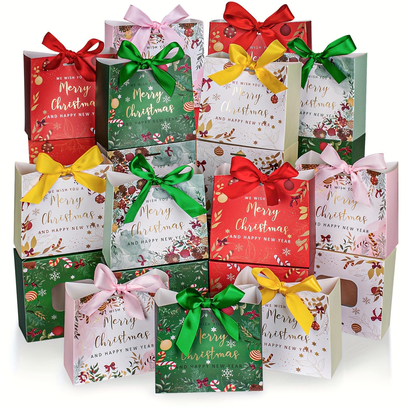 30 bolsas de regalo rojas con asas, bolsas de papel kraft con asas a granel  para compras de regalos, cumpleaños, Navidad, vacaciones, boutiques