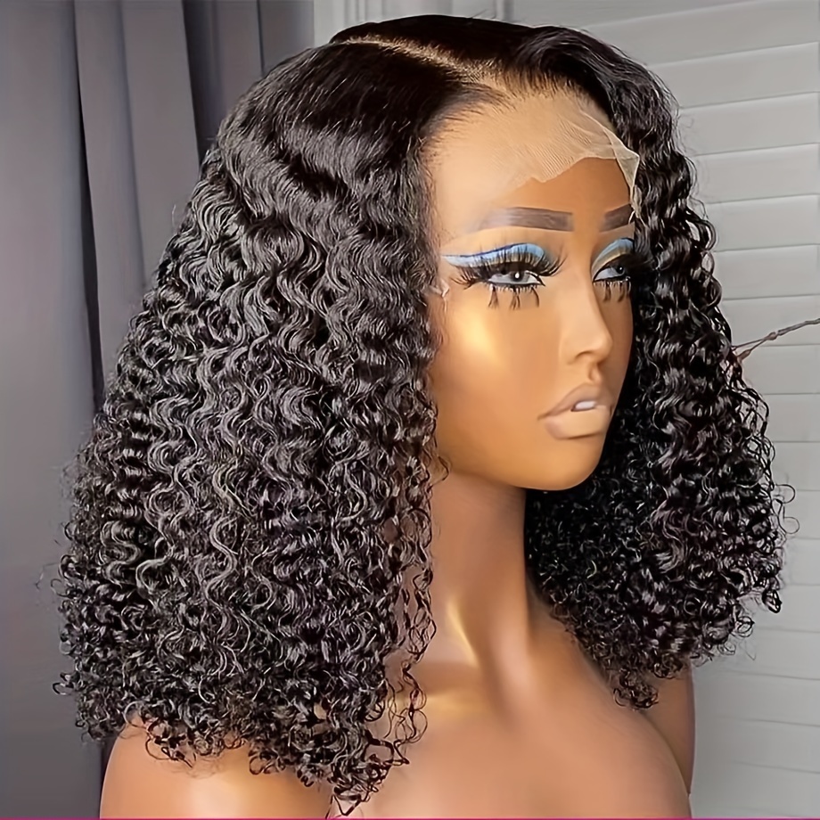 Gorgeous 200% Density Curly Bob Wig Pre Plucked Brazilian - Temu