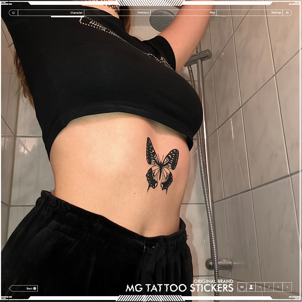 New Tattoo Stickers Dark Flower Butterfly Cute Girl Small - Temu