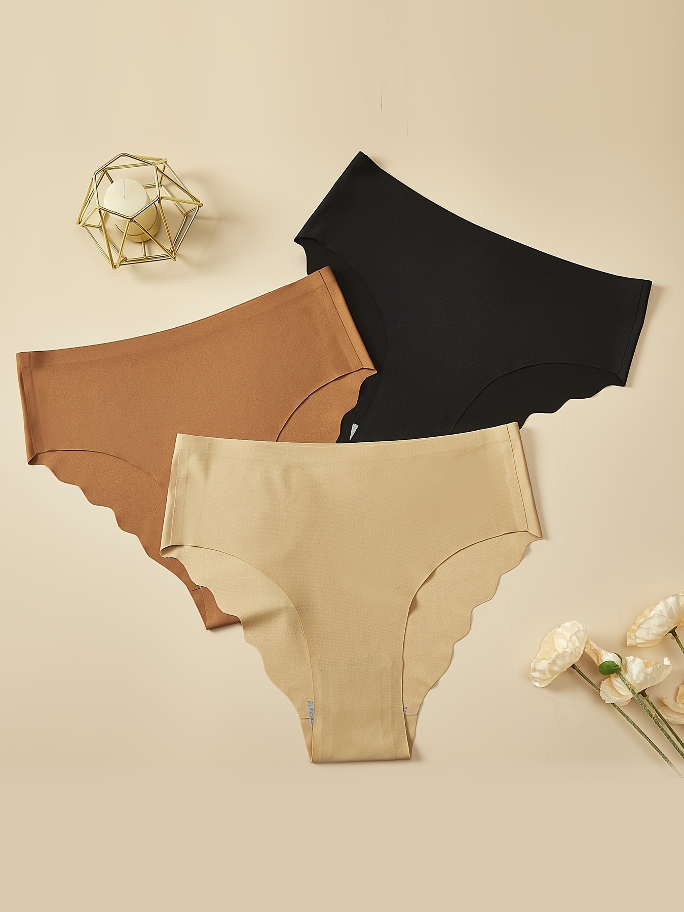 3 Piece No Show Invisible Panties Seamless Low Waist Underwear Briefs  Multicolor