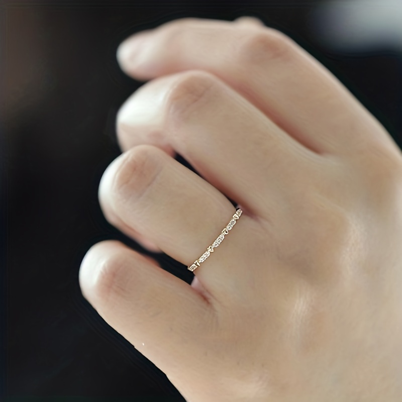 Heart Paved Zirconia Band Ring for Daily Outfits
