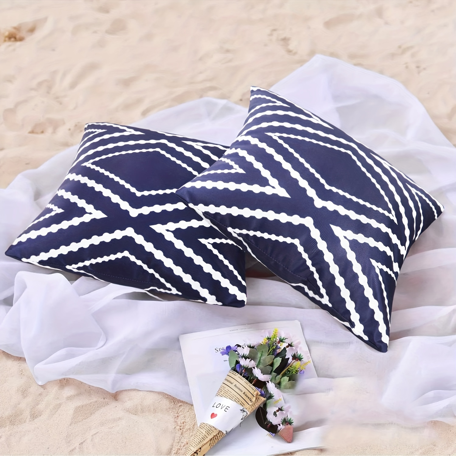 Waterproof Boho Linen Blend Throw Pillow Case Geometric - Temu