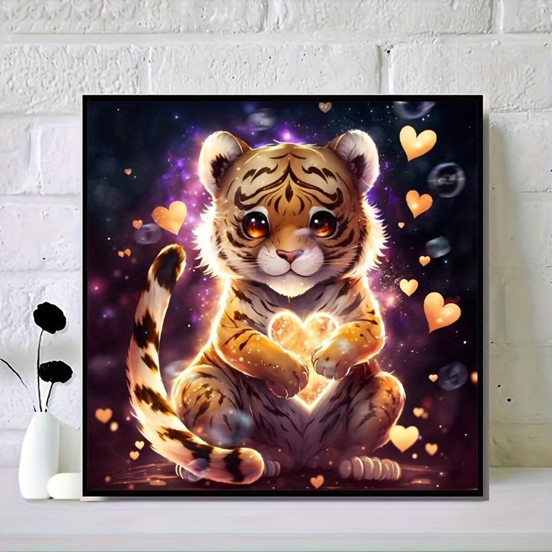 Round Diamond Canvas Tiger Home Living Room Bedroom Wall Decoration Gift  For Family And Friends Diamond Painting Kit - Temu Israel