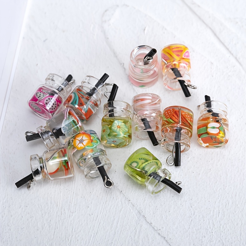 10pcs 8-30 Styles Mix Glass Bottles Milk Tea Cup Ball Earring Charms DIY Findings Keychain Bracelets Pendant for Jewelry Making,Temu