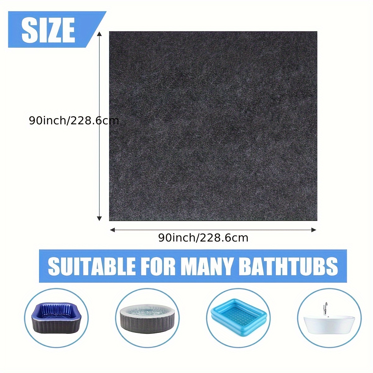 Hot Tub Mat - Large Inflatable Hot Tubs Floor Pad for 71″ 74*72In