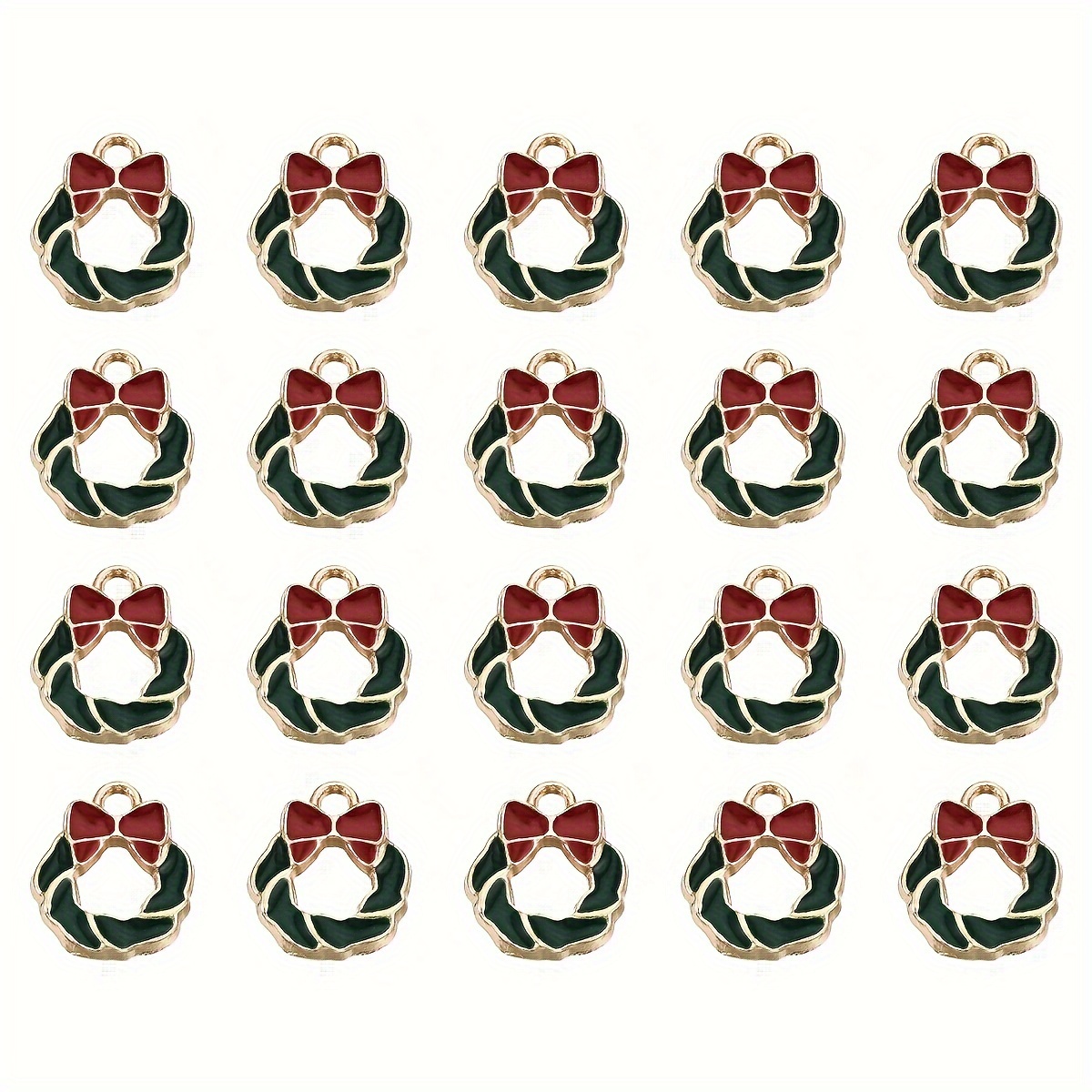 24pcs Christmas Charms for Jewelry Making Red Green Xmas Bow Charm Pendants for DIY Earring Bracelet Necklaces Holiday Clothes Sewing Bag