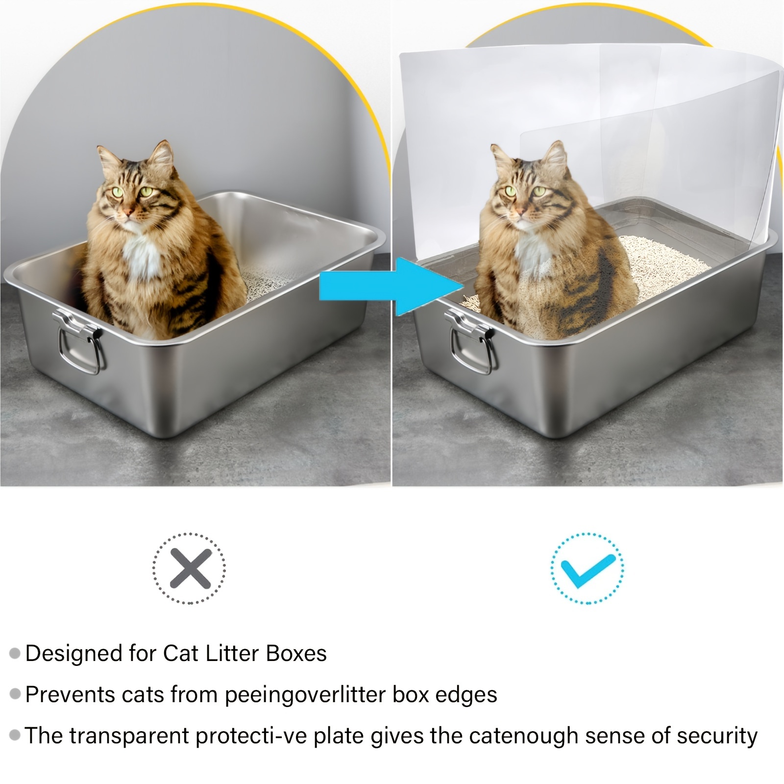 Cat Litter Box Pee Shields Transparent Easy Clean Litter Box - Temu