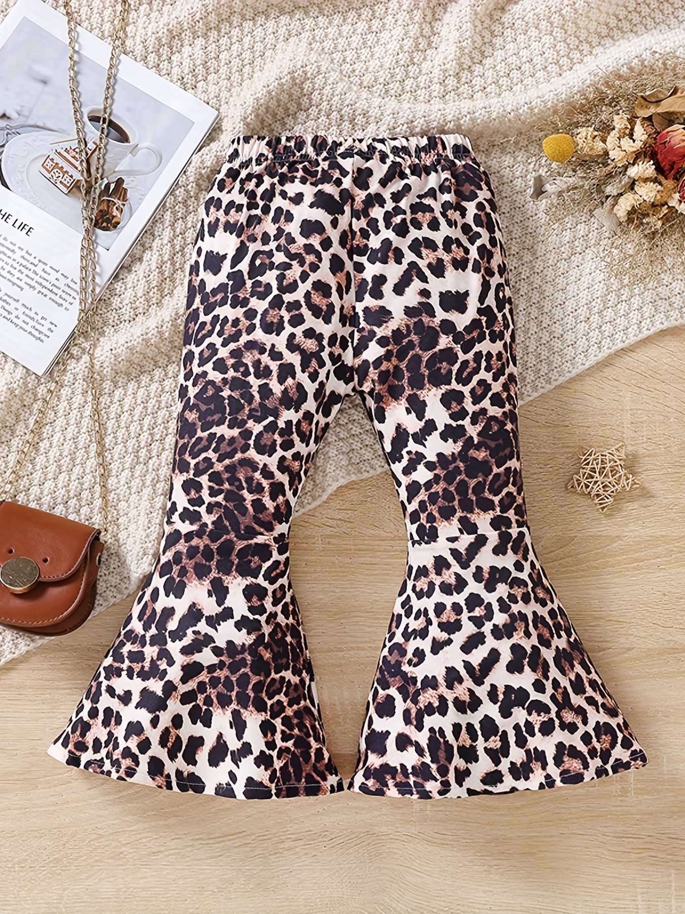 Little Girls Stylish Boho Leopard Style Flared Pants Today's - Temu Canada