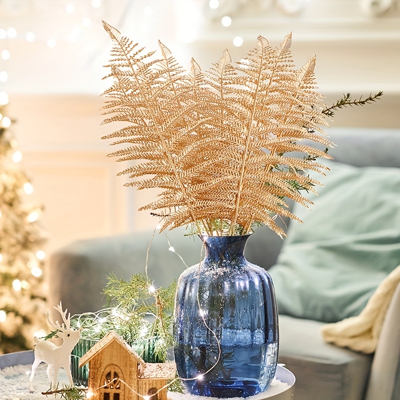 Artificial Fake Leaves for Vase Decor, Gold and Silver Plastic Simulation  Plants, Flowers, Christmas Ornaments, Party Decoration