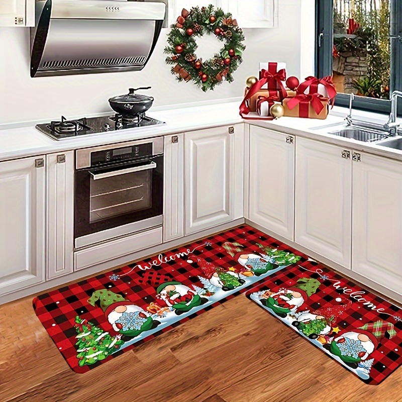 Alfombras de cocina para piso, 2 piezas, tablones de madera de Navidad para  bicicleta, antideslizante, alfombra de cocina lavable para cocina