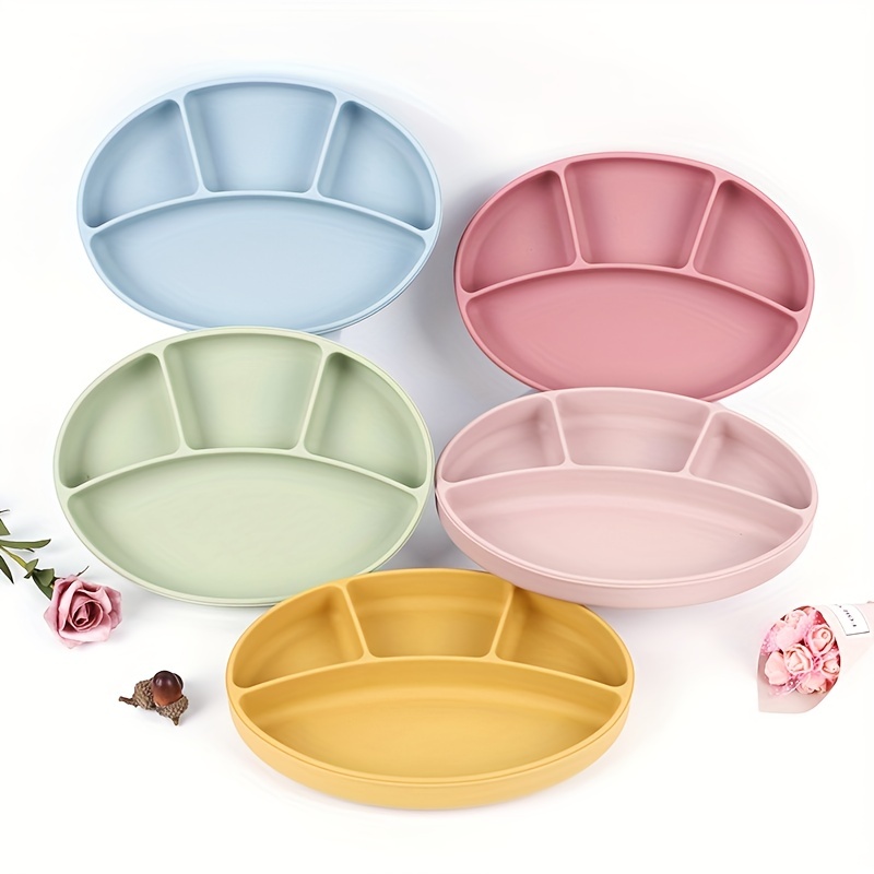 New 9 Pcs Baby Feeding Set Silicone Baby Plate and Bowl Set with