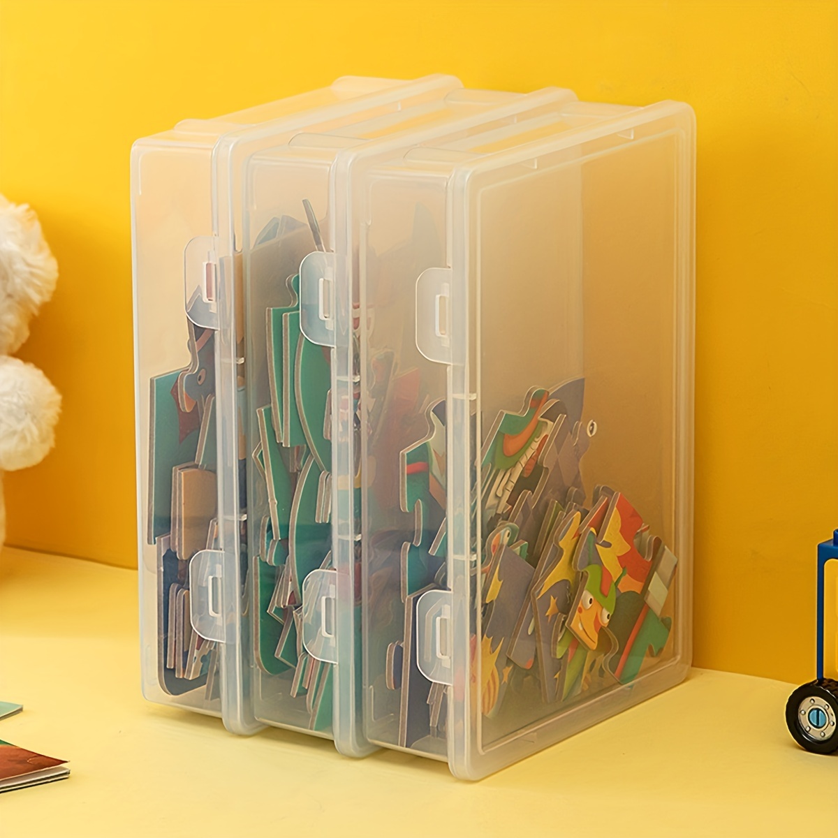1pc Creative Storage Box For Puzzle Toy, Clear Plastic Organizer
