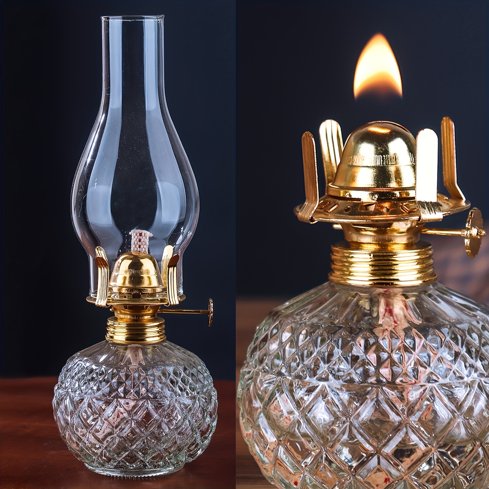 Oil Lamp Vintage Lantern With Clear Glass Kerosene Lamp Chamber Oil Lamps  for Indoor Use Home Decoration 