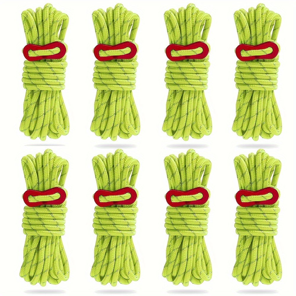 8pcs 4m/157.48inch Rope Reflective Cord Lines With Adjustment Buckle,  Outdoor Camping Tent Accessories