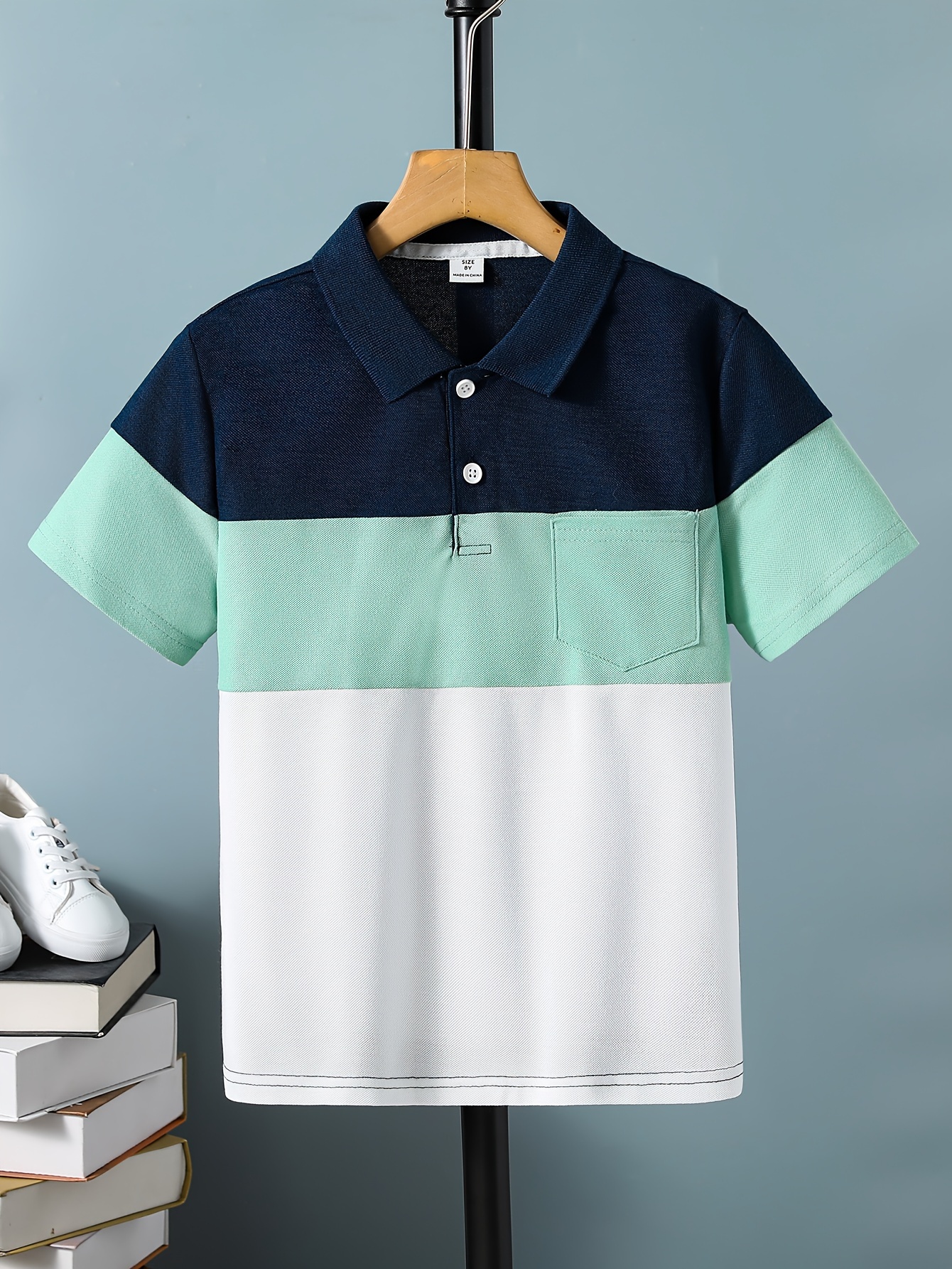 Toddler Boy Casual Colorblock Splice Button Design Polo Shirt
