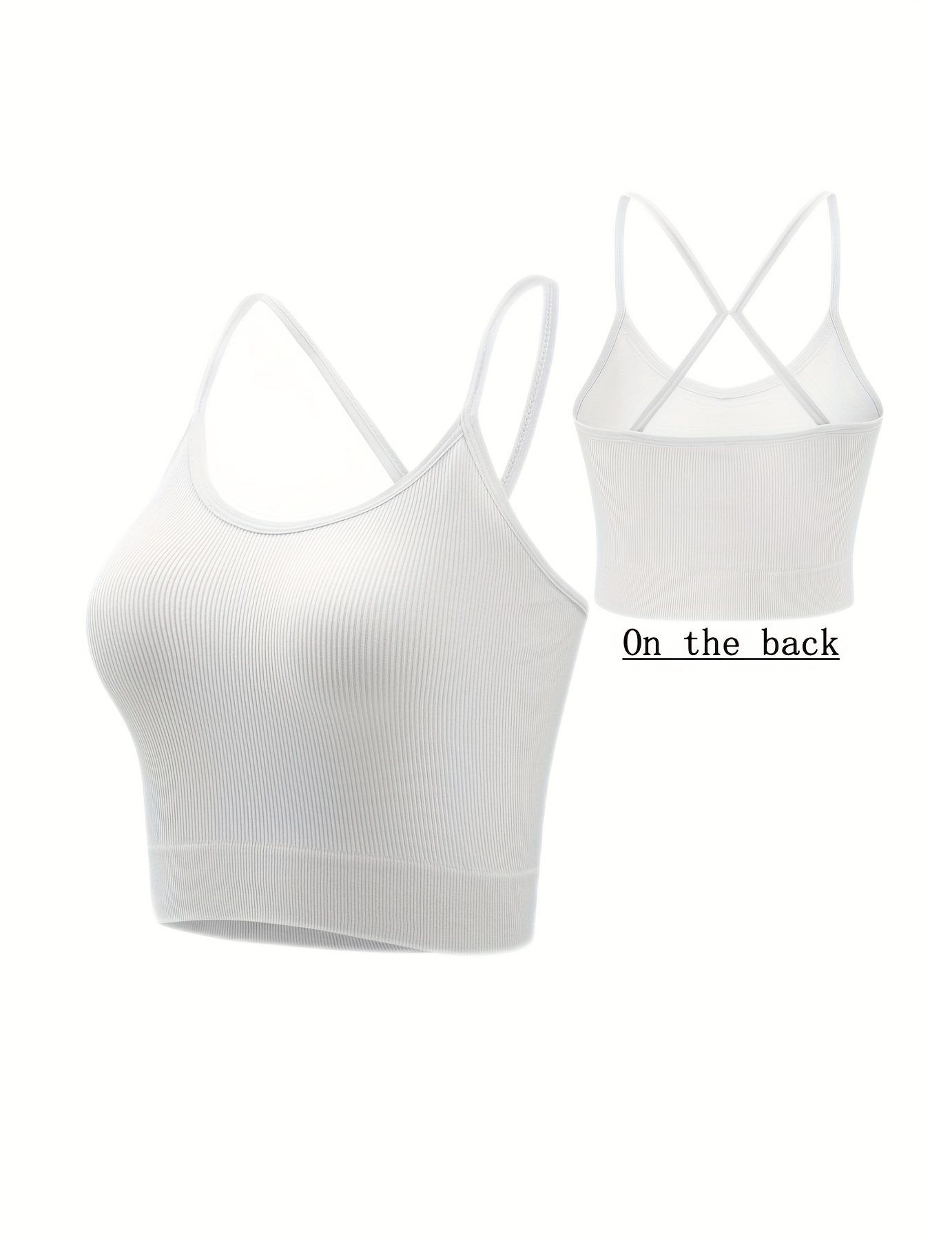 4pcs Ribbed Wireless Cami Tops, Breathable Cross Back No Padding Cami Top,  Women's Lingerie & Underwear