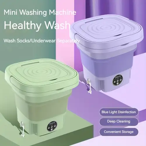 Baofu 8L Mini Portable Washing Machine for Cloth Apartment Dorm Camp Collapsible Travel Laundry Washer USB Cleaner, Size: Small, Blue