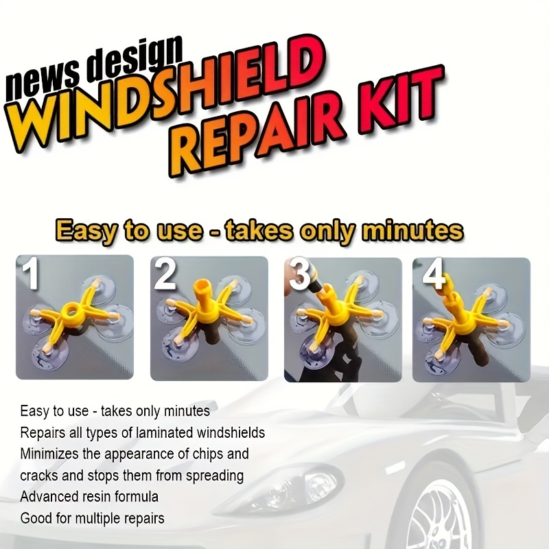 2pcs Kit de réparation de fissure de pare-brise Kit de réparation de vitre  de voiture Kit de réparation liquide, outil de pare-brise de voiture rempli  de verre nanofluide de voiture