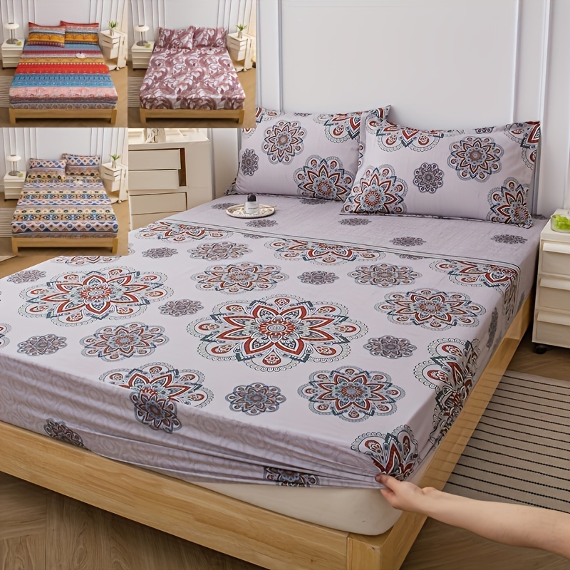 Love Print Fitted Sheet Set Dustproof Non slip Mattress - Temu