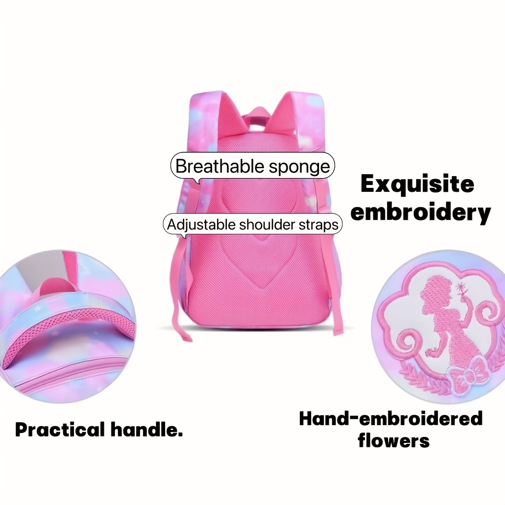 Princess School Backpack Lightweight Waterproof Large Capacity