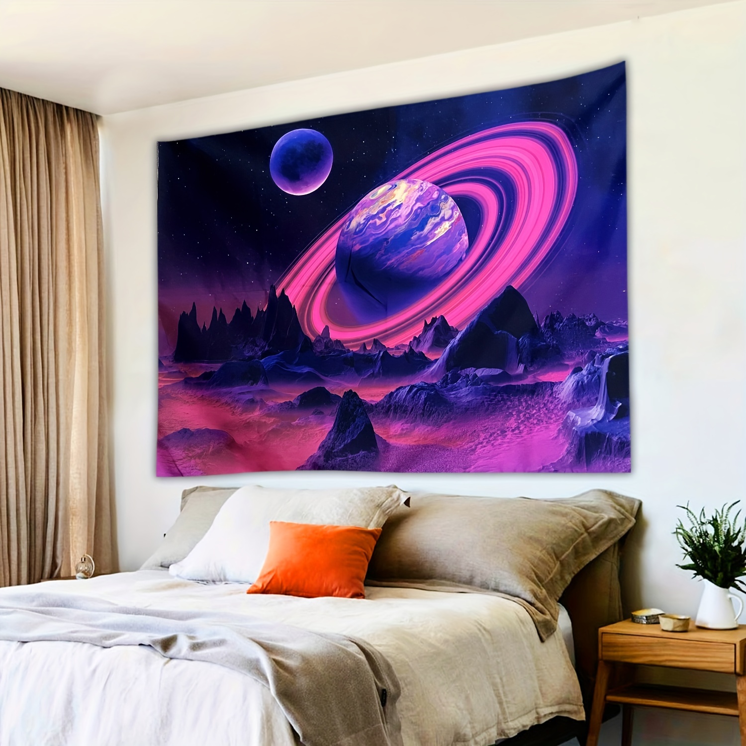 Bohemian Room Decor Wall Tapestry Moon Starry Sky Psychedelic