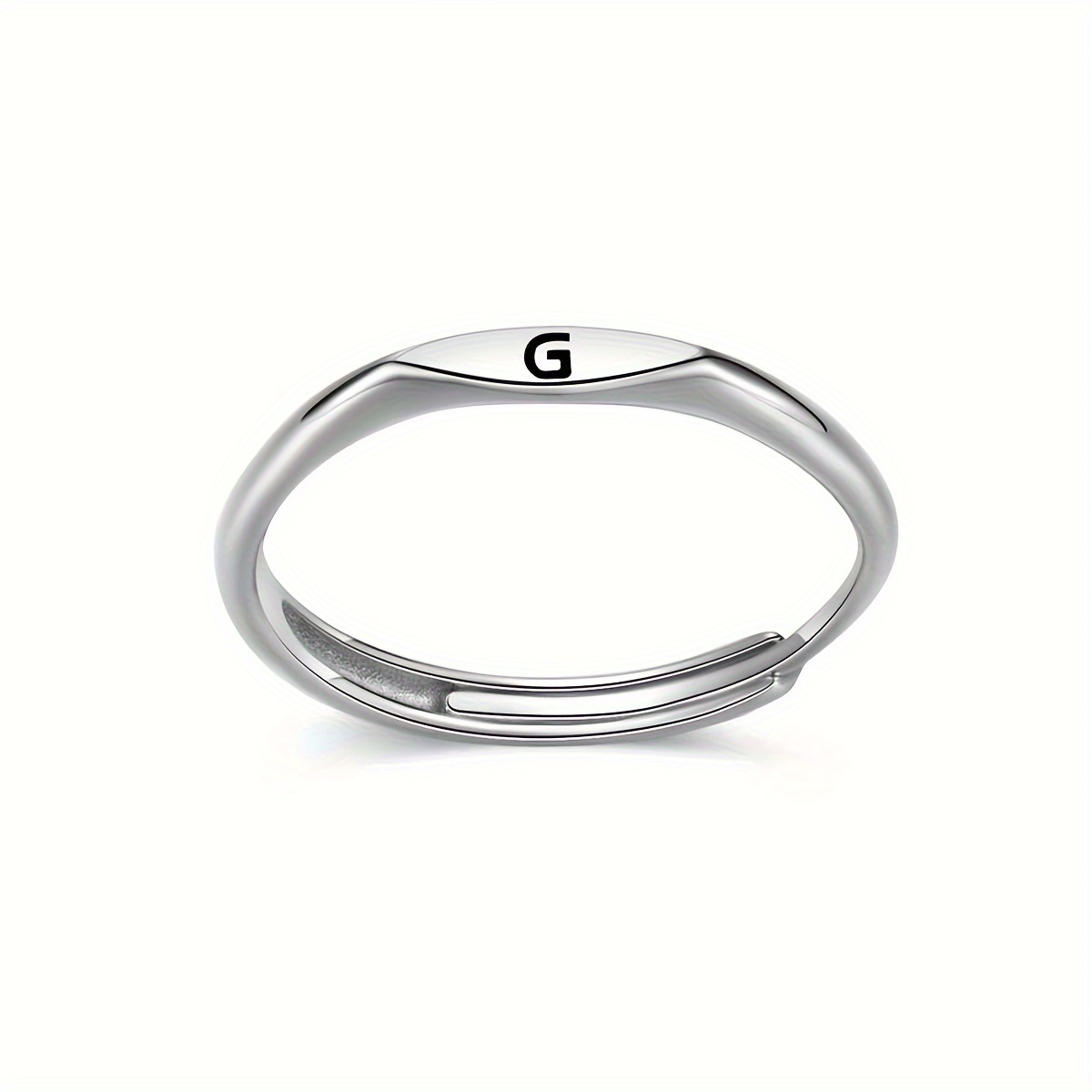 Initial Rings for Women Teen Girls, Sterling Silver Rings for Women Letter  J Initial Ring Silver